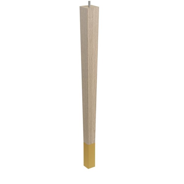 Designs Of Distinction 24" Square Tapered Leg with bolt and 4" Satin Brass Ferrule - White Oak 01241024WKSB6